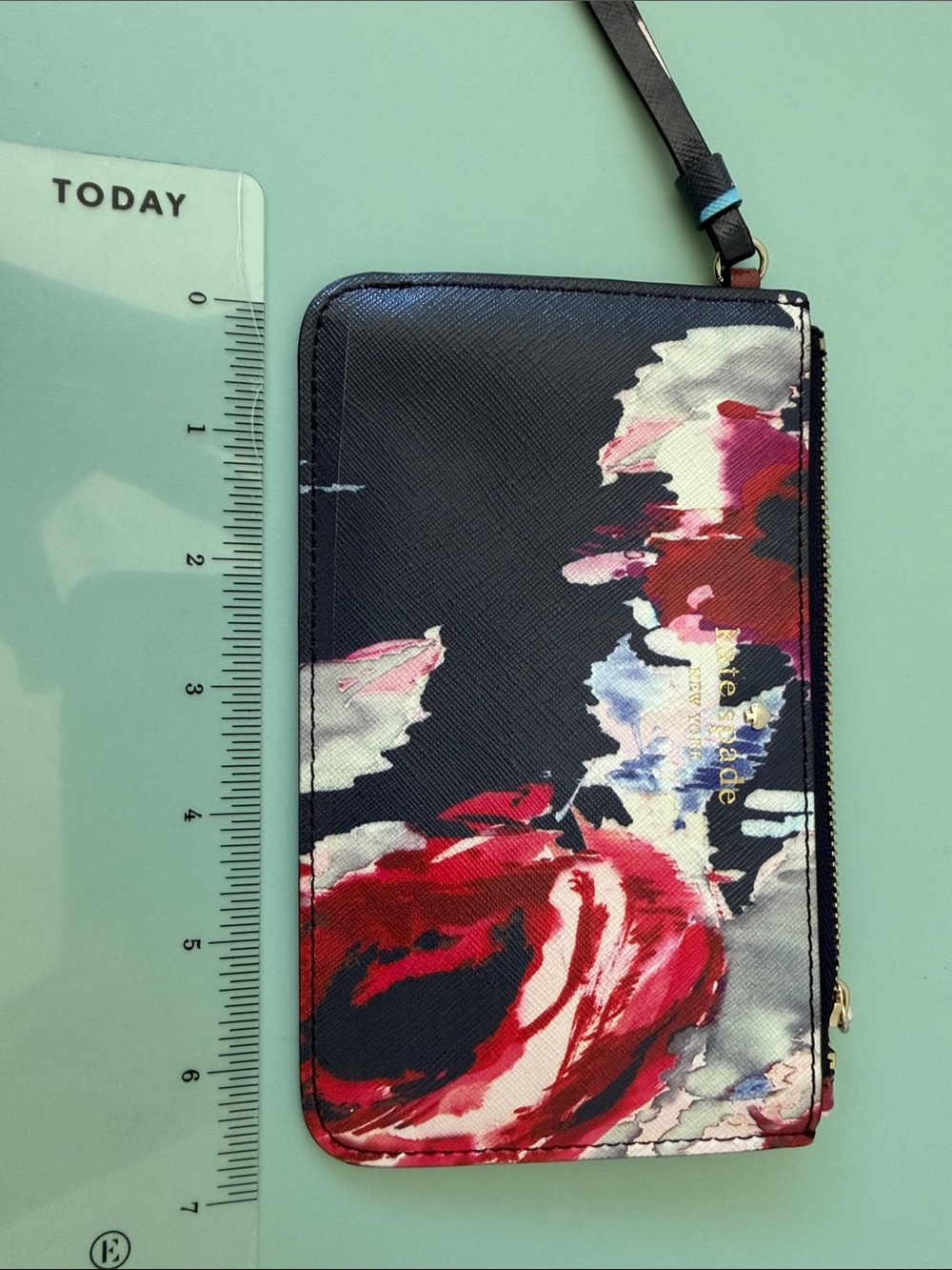 kate spade Floral Zip Wristlet - Navy, Red & Pink